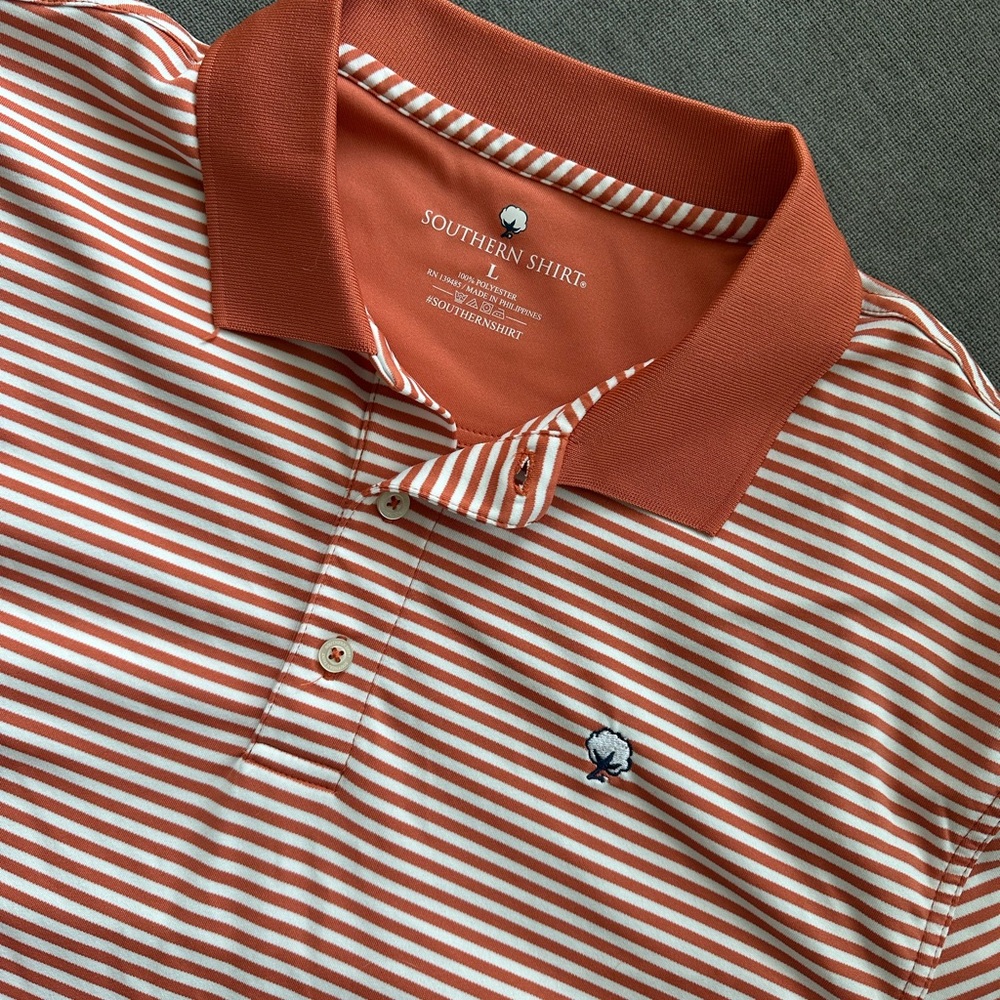 Southern Shirt Company -orange stripped polo L